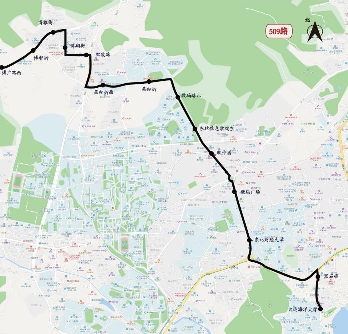 这条公交线路"起早贪黑 509路由博广路西到大连海洋大学的始发车