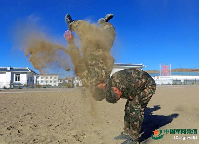 武警甘南支队官兵进行摔擒训练.张维 摄