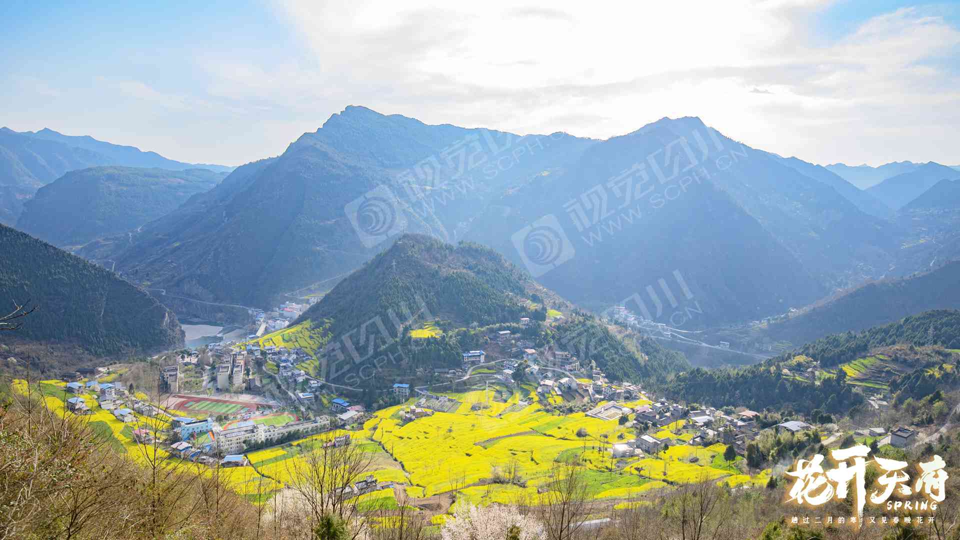 旺苍县双汇镇金龙村油菜花次第绽放.