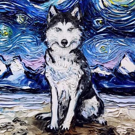 女画家受梵高启发,用星夜的画法来画狗狗,好适合当头像!