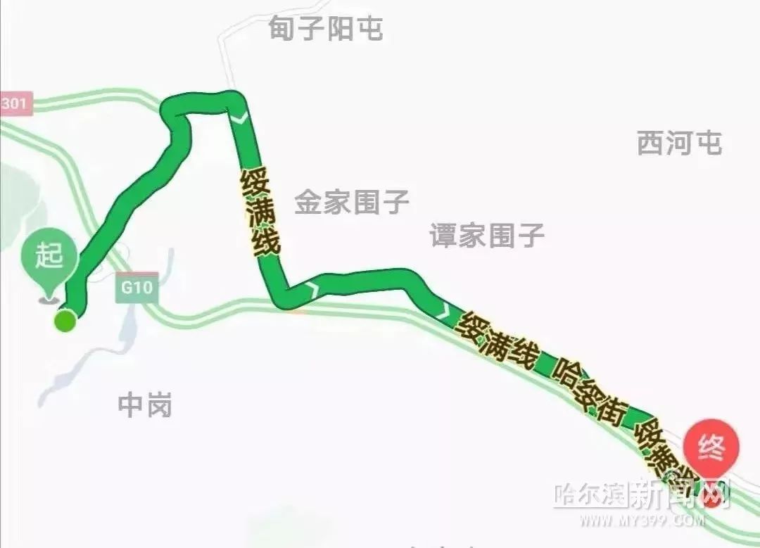 (图上起点为帽儿山收费站高速路出口,终点为神鹿山景区)