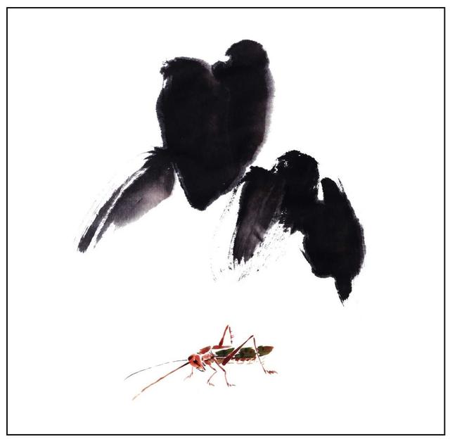 零基础国画教程:分步骤教你画纺织娘,蝉,蝗虫画法,简单易学