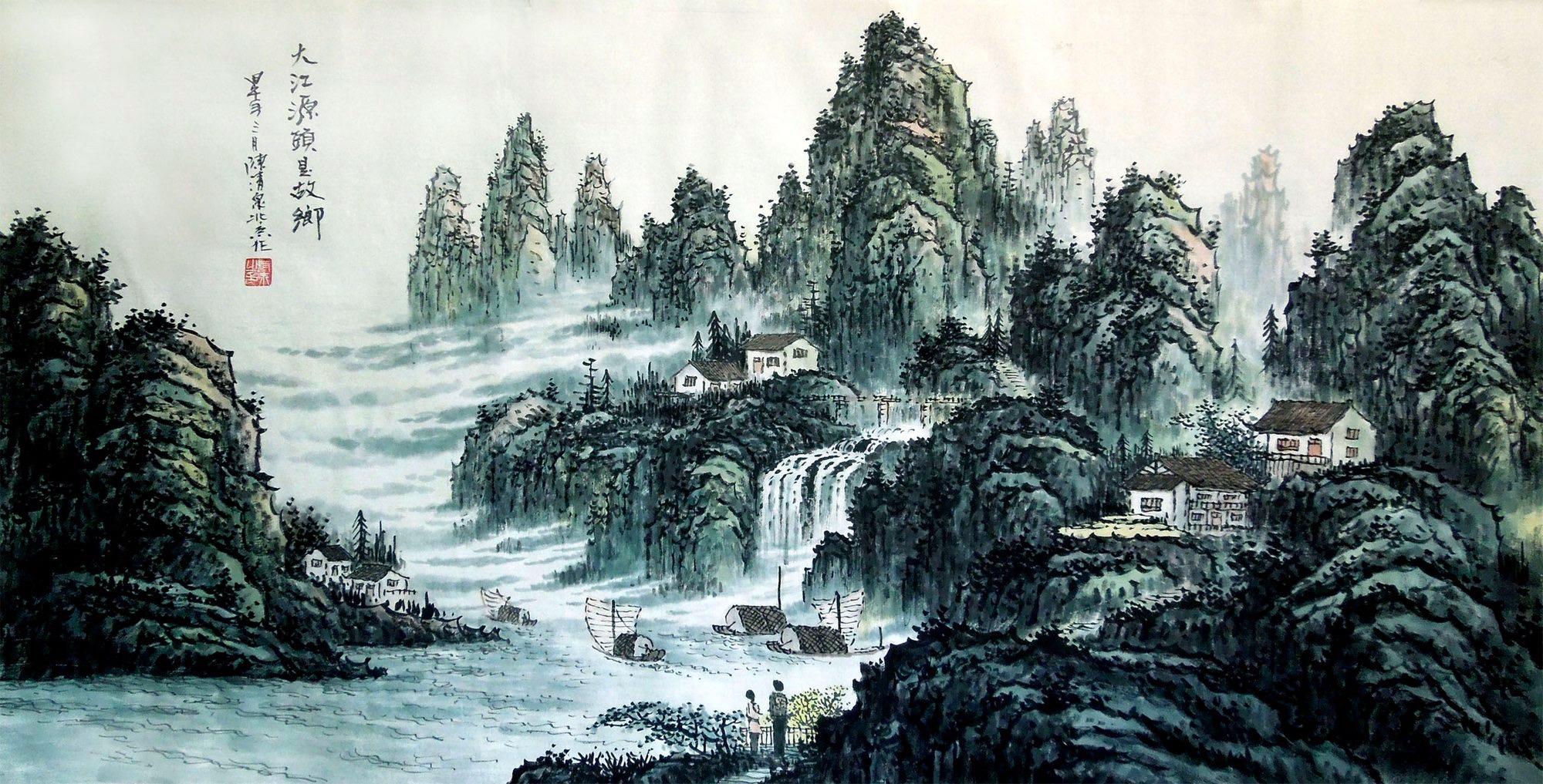 邱汉桥富润艺术榜前10名,殿堂画家,南势北气山水画的倡导者.