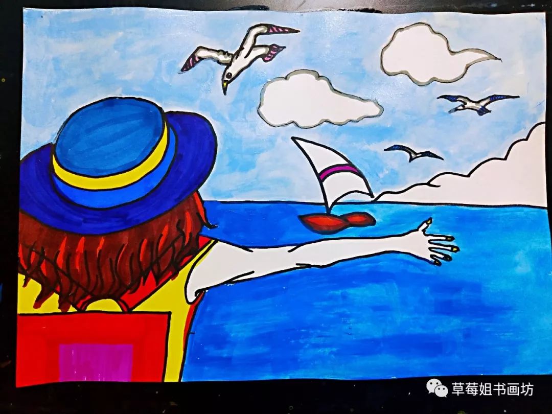 教程|儿童创意画《我们去看海鸥吧》