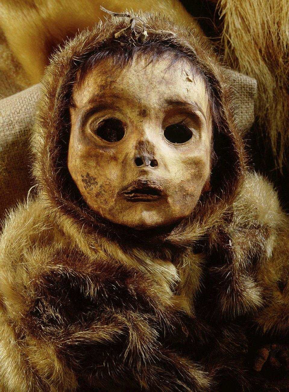 栩栩如生的婴儿木乃伊,考古学家相信婴儿被活埋.