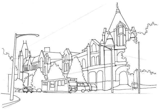 零基础速写教程:分步骤教你画悉尼街景建筑,简单易学