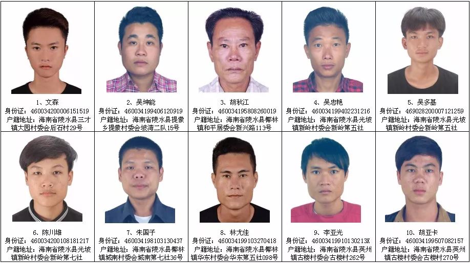 海南陵水警方悬赏通缉这20人最高奖励两万元