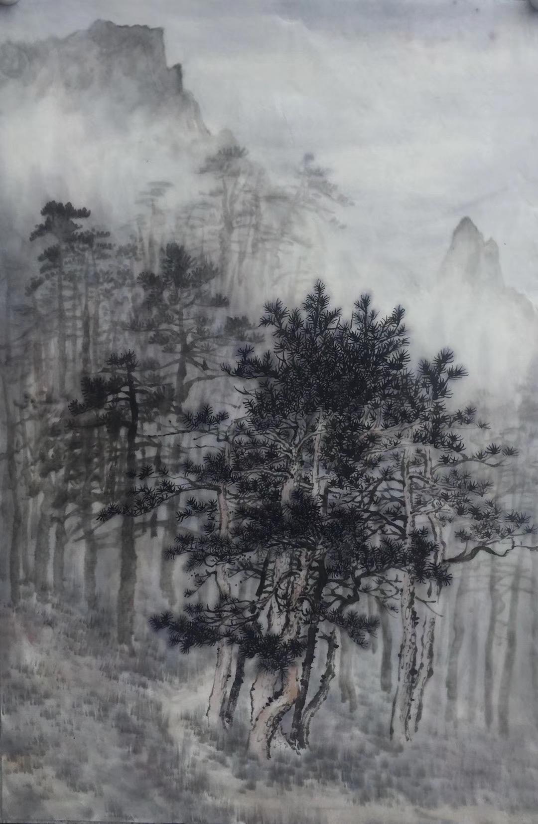 殿堂画家韩书阁山水画苍茫亦见润泽空灵而又浑厚,重笔墨更重意境