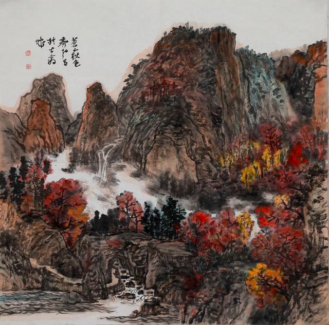 极有韵味的山水画,充满诗意与生机,您在齐宏伟画作中读到了吗?