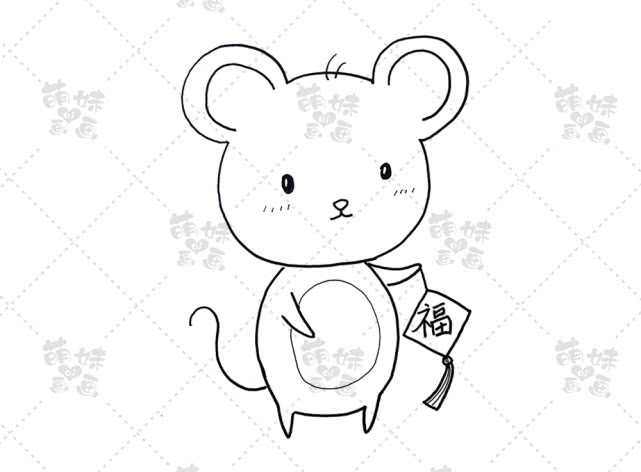 春节学画6只可爱的小老鼠,每一只寓意都不同,画一幅送给长辈!