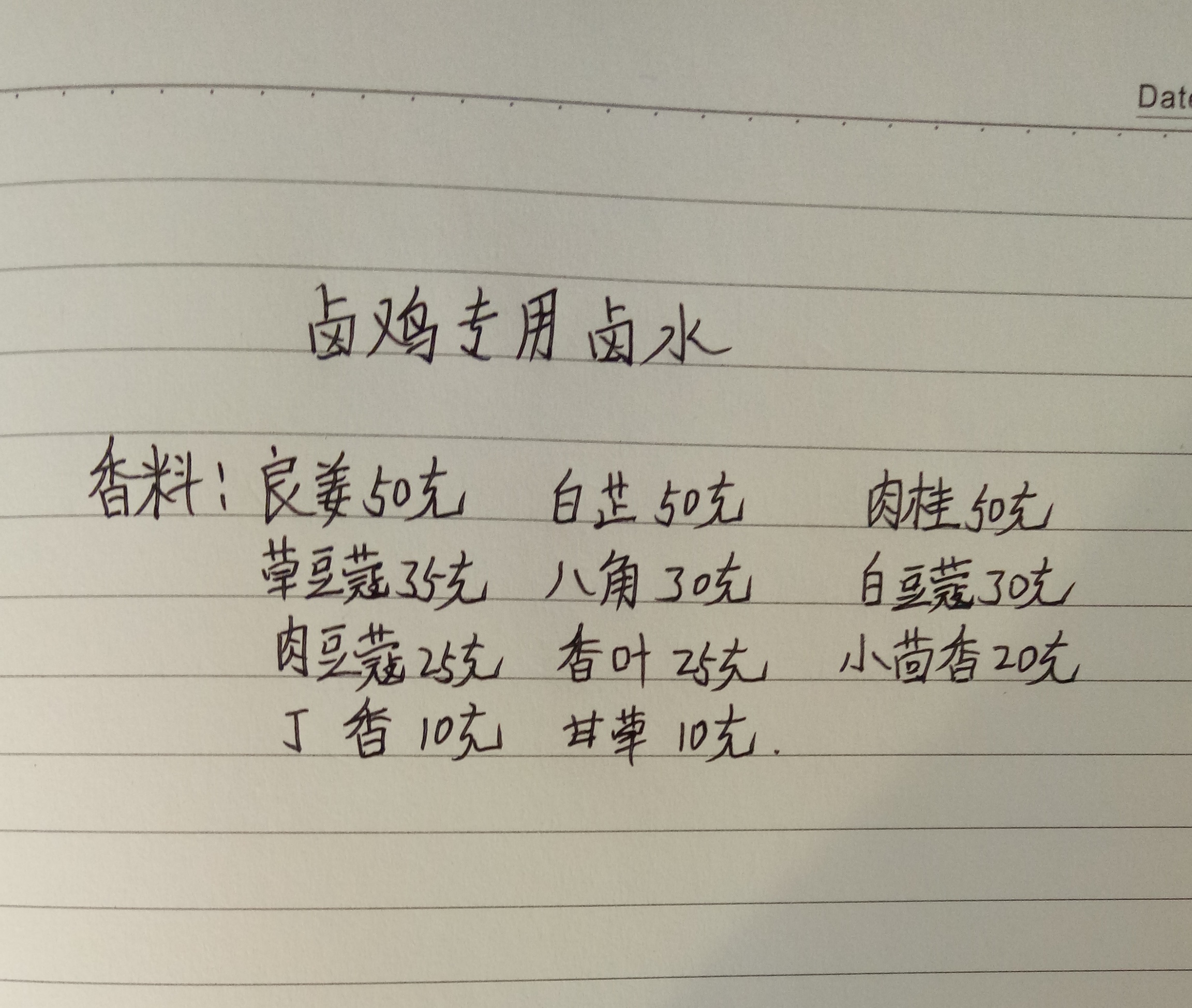 卤鸡香料专用配方
