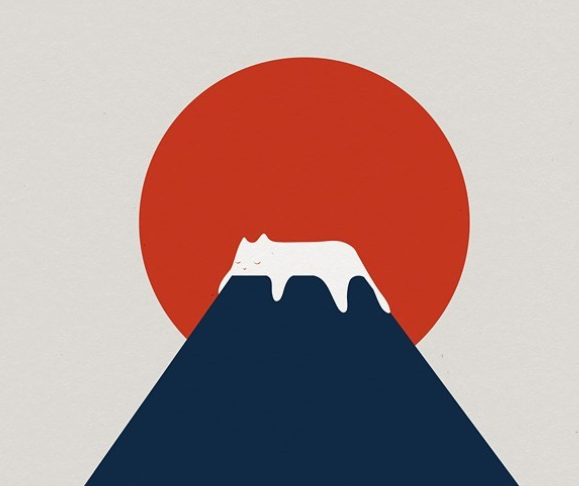 最萌猫景插画喵星人变大笨钟富士山