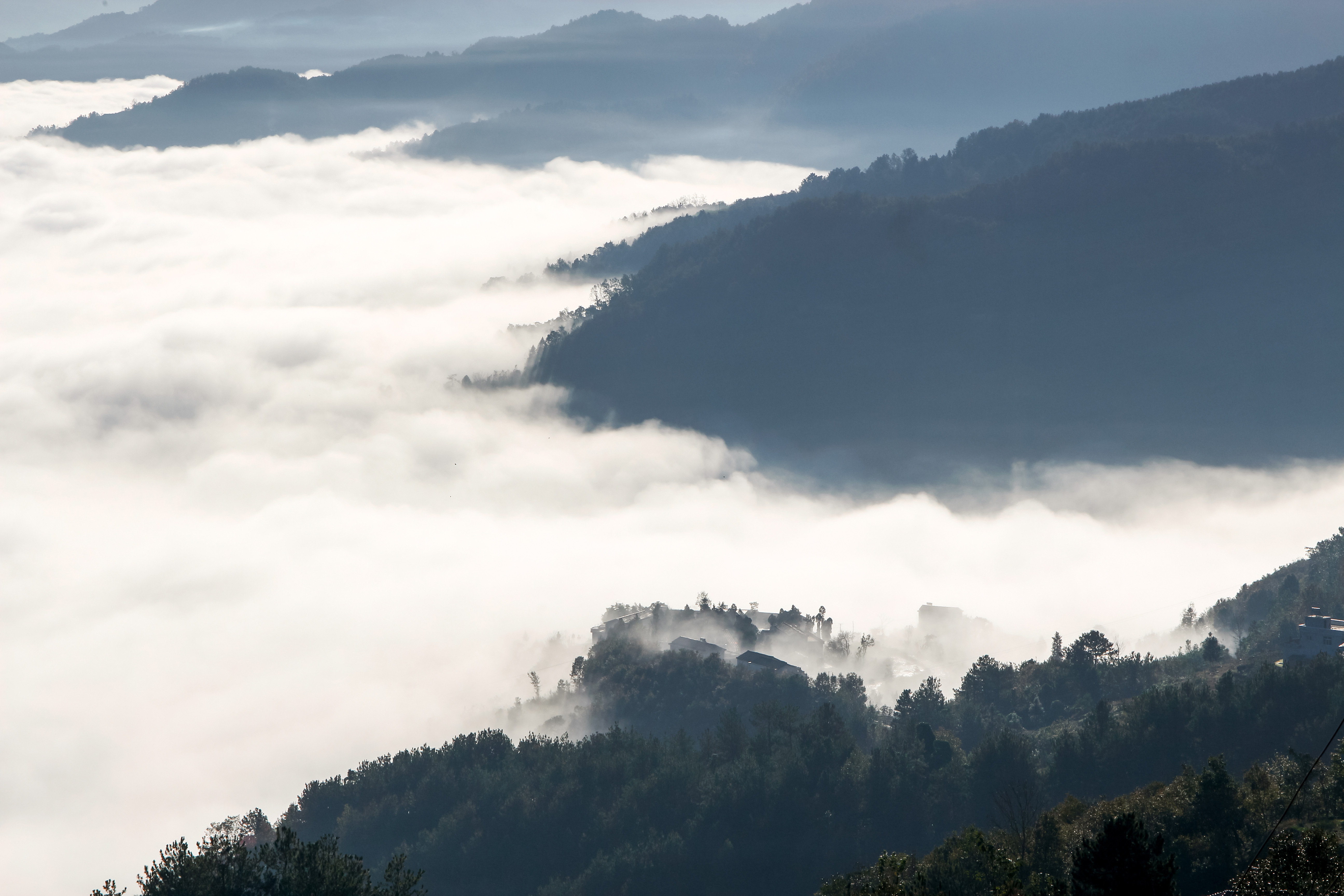 大山深处有人家,美丽的坝河乡村美景,云雾缭绕的安康伏羲山!