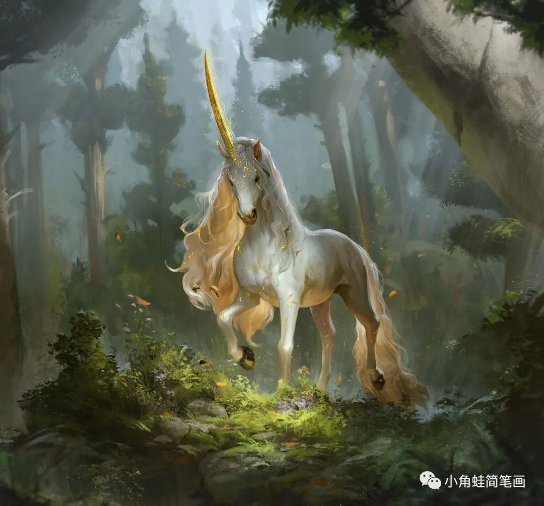 独角兽unicorn,传说生物,形象通常为头上长有独角的白马.