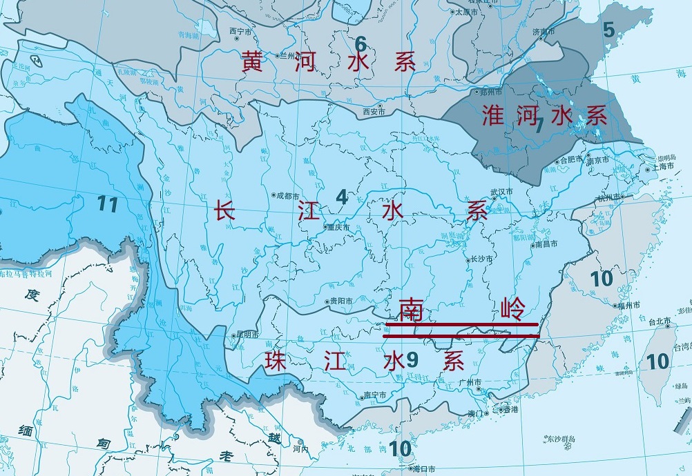 位于我国南方地区的"南岭",是我国哪两条河流的分水岭