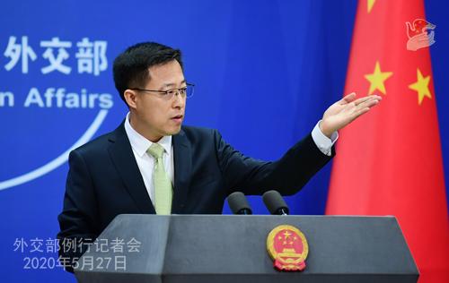 2020年5月27日,外交部发言人赵立坚主持例行记者会.