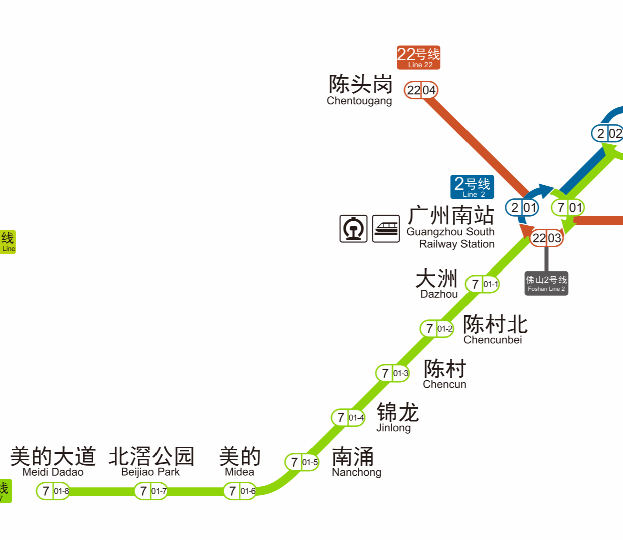 广州地铁线网图上新新增三条线路佛山2号线暂时缺席