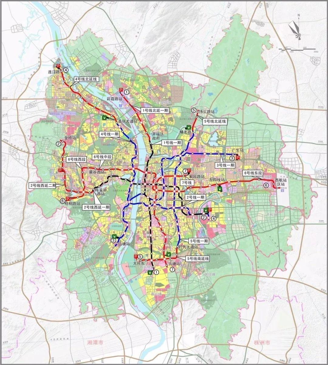 長沙市城市軌道交通第三期建設規劃(2017～2022年)示意圖