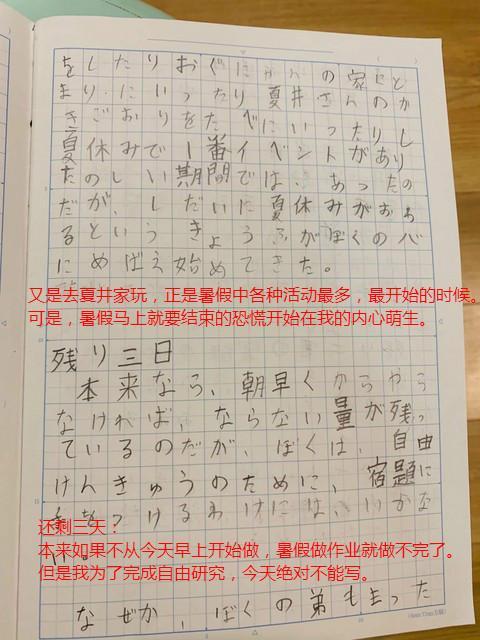 #海外网#笑喷！日本小学生强迫自己暑假最后一天写作业 日记曝光