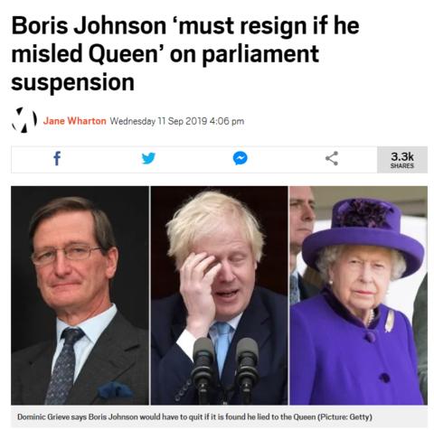 「海外网」事大了！英首相被指误导女王 或面临下台危机