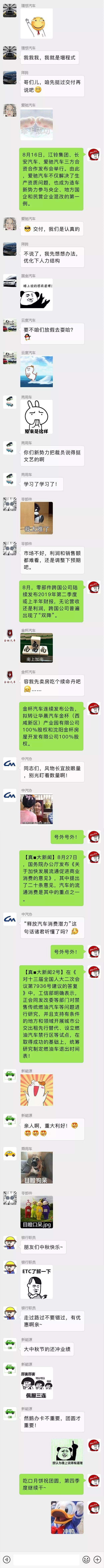 [中国汽车报网]汽车行业微信群聊天记录大曝光（8月版）| 中国汽车报