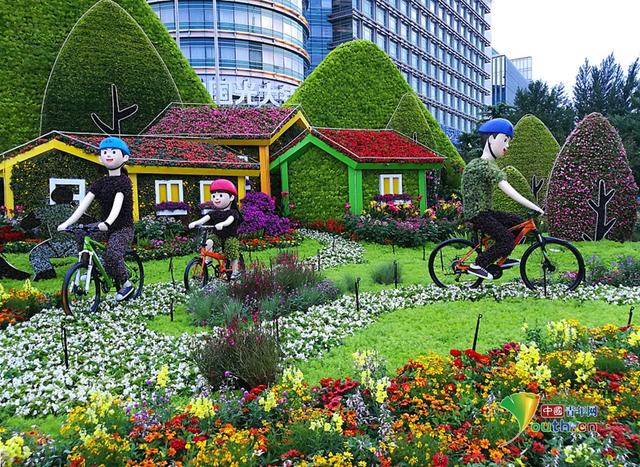 【中国青年网】北京长安街花坛陆续亮相迎国庆