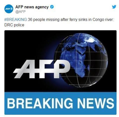 海外网@快讯！刚果河发生渡轮沉没事故 36人失踪