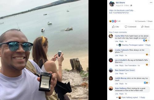 [光明网]英国男子求婚挑战：女友与钻戒合照一个月傻傻不知