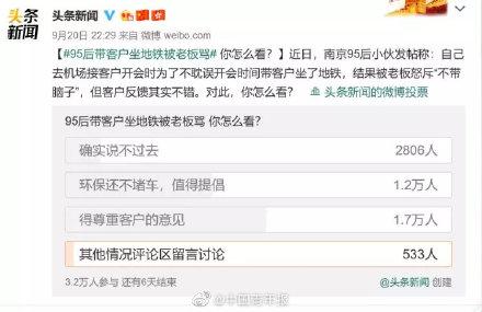 光明网■95后带客户坐地铁被老板骂！网友吵翻