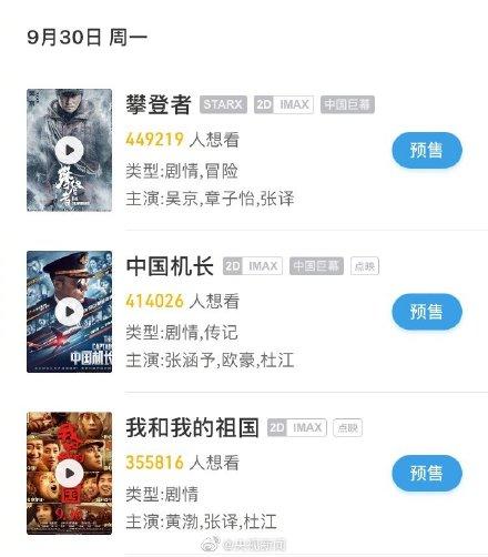 光明网@国庆档电影三强争霸，你最期待哪一部？