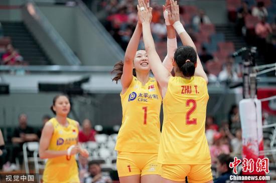 「中国新闻网」升国旗，奏国歌！中国女排十连胜，卫冕世界杯