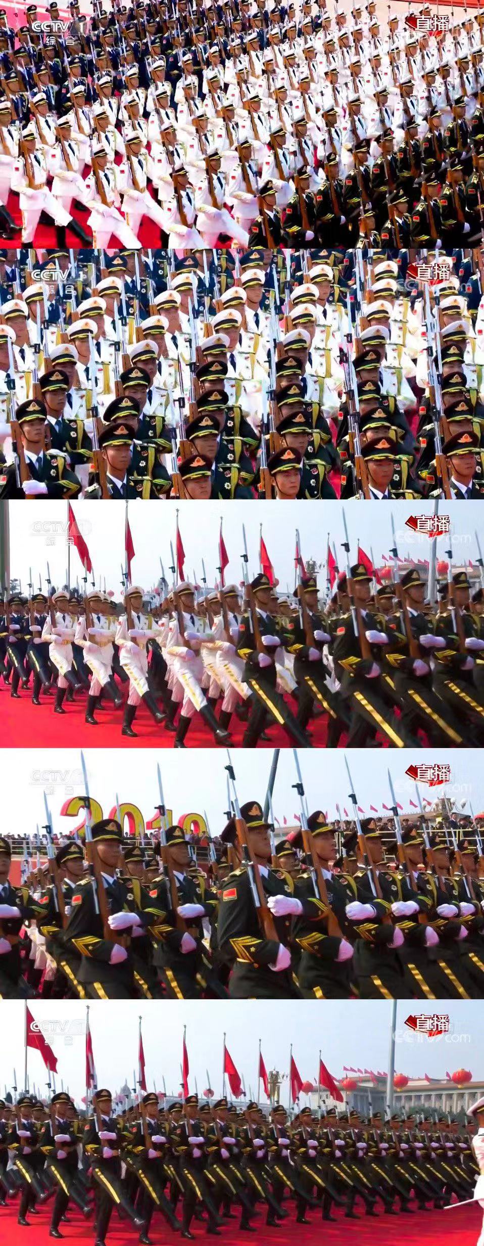#文汇报#阅兵多图来袭，这真的不是Ctrl＋V！ 向新中国70年的风雨征程、砥砺前行敬礼