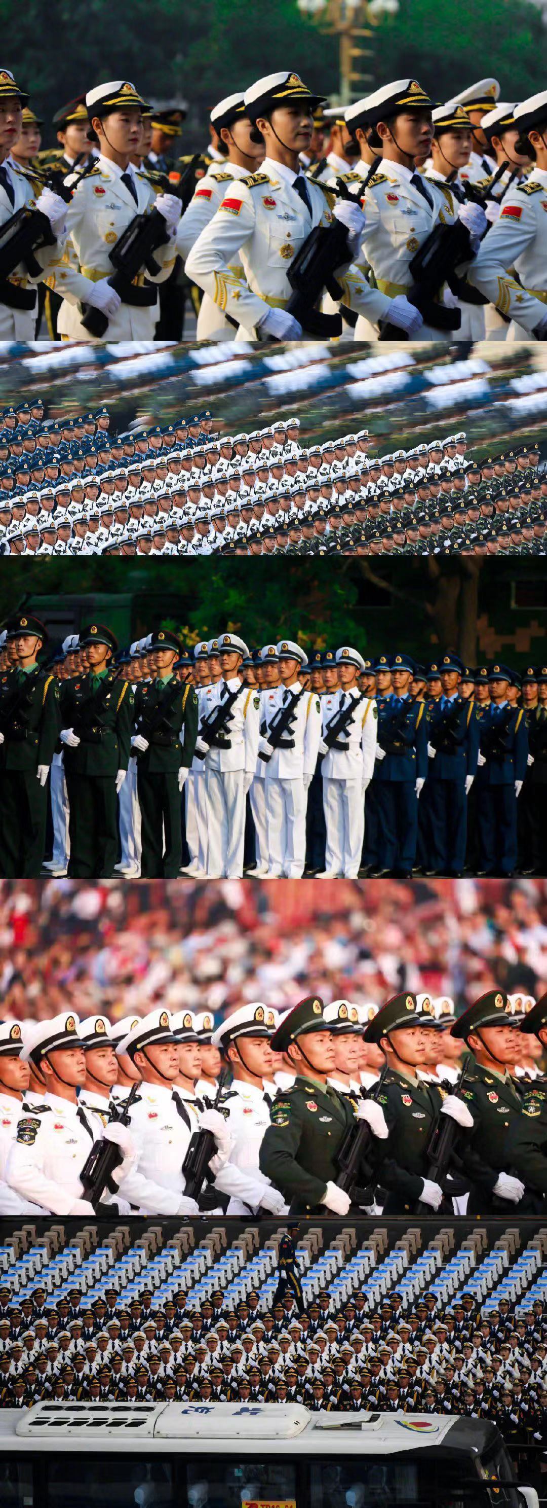 #文汇报#阅兵多图来袭，这真的不是Ctrl＋V！ 向新中国70年的风雨征程、砥砺前行敬礼