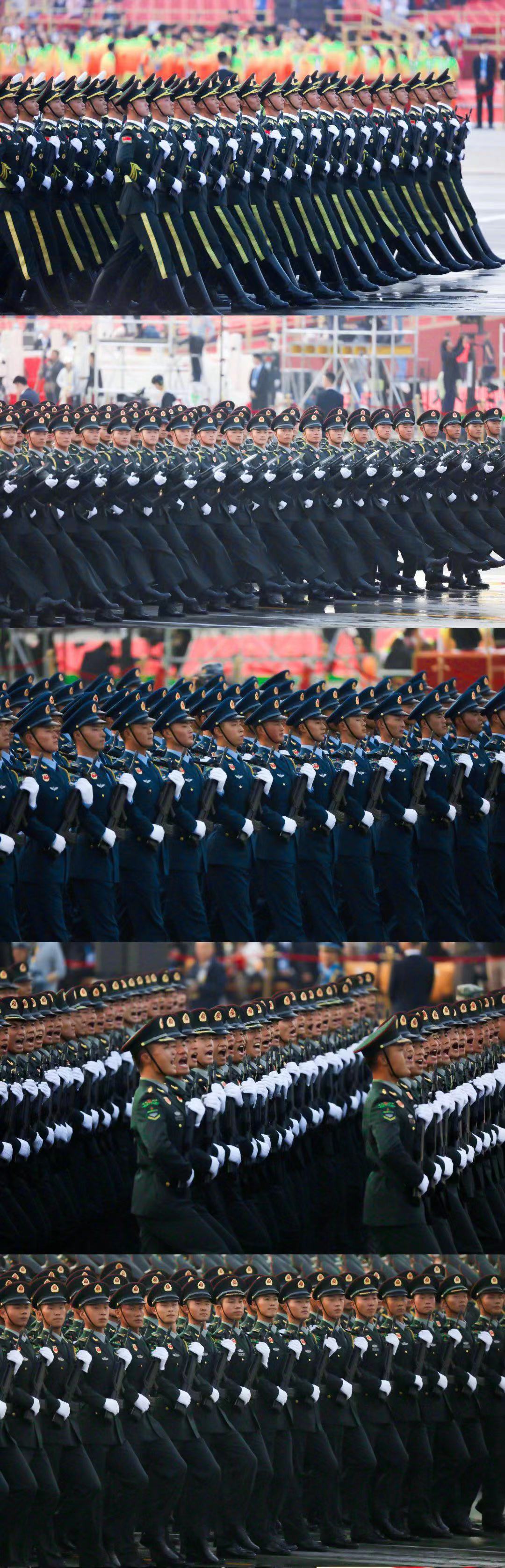 #文汇报#阅兵多图来袭，这真的不是Ctrl＋V！ 向新中国70年的风雨征程、砥砺前行敬礼