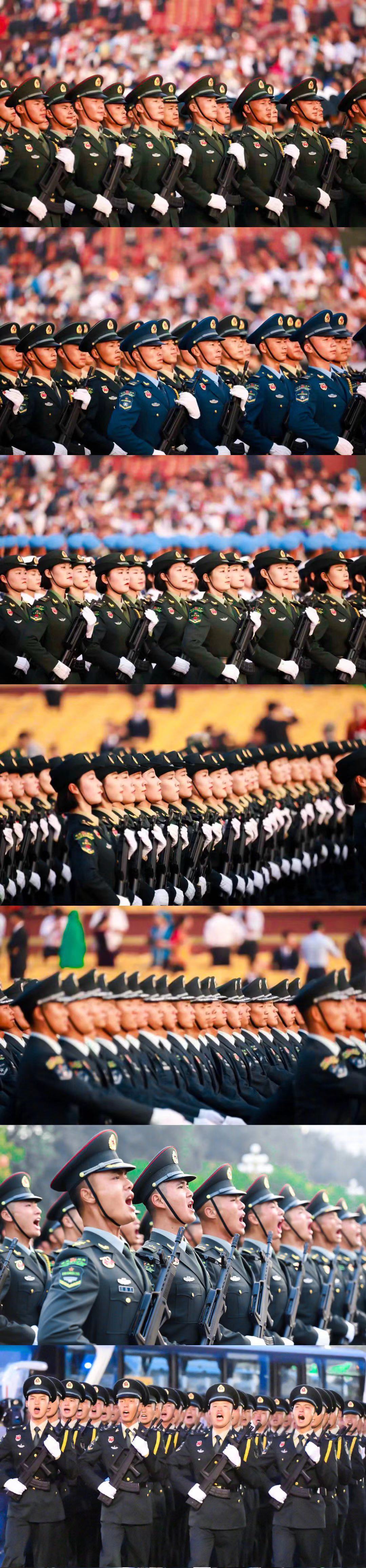 #文汇报#阅兵多图来袭，这真的不是Ctrl＋V！ 向新中国70年的风雨征程、砥砺前行敬礼