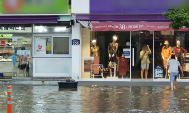 【环球网】台风“米娜”即将登陆韩国 强降雨致街道农田被淹没