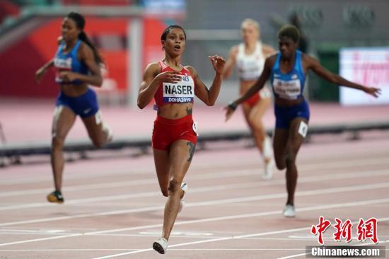 【中国新闻网】多哈田径世锦赛女子400米决赛 巴林选手纳赛尔夺冠
