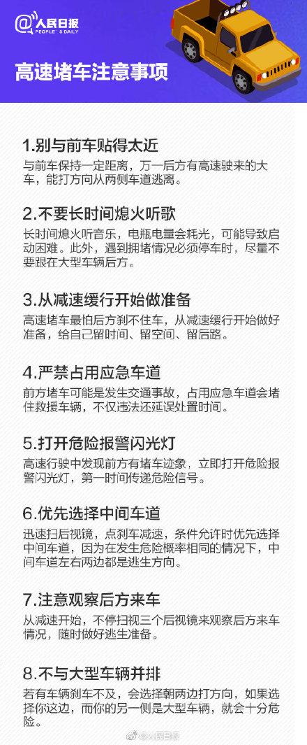 「光明网」转发提醒！遇上高速堵车，记得这么做