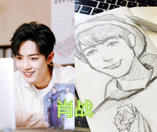 大家都知道肖战大学时候是专门学设计的,画画这种基本功肯定不在话下