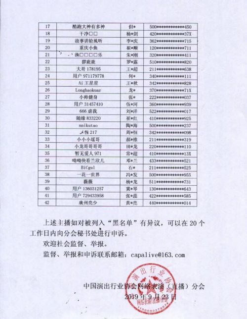 财经网@直播行业再封42名主播，5年禁播