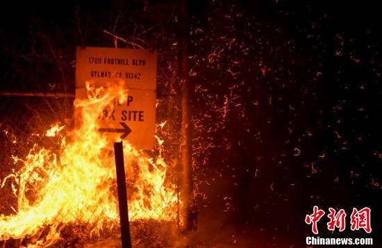 #中国新闻网#美国加州发生野火 大风加剧火势