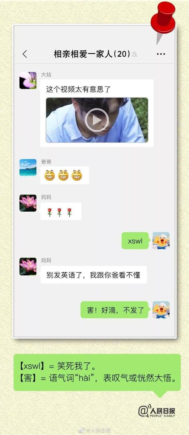 环球网@“xswl、令人头秃…”咱爸妈还跟得上聊天潮流吗？