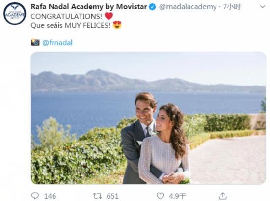 #中国新闻网#太美了！纳达尔夫妇公布婚纱照 网友：太有夫妻相