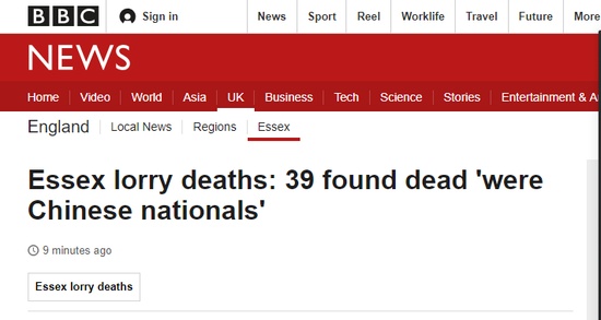 环球网■39名死者为中国人？英警方:进行验尸确定死因