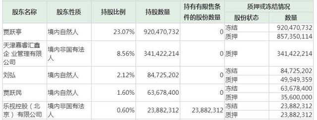 中国网：乐视网前三季度亏损101.9亿元 贾跃亭仍为第一大股东