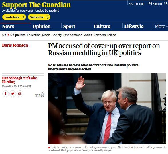 #环球网#英政府拒绝大选前公布“俄干涉内政”报告，政界不满