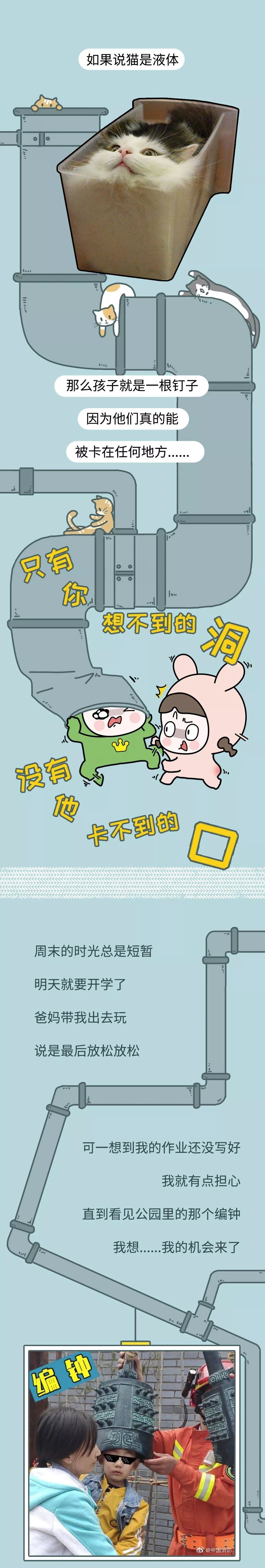 「人民日报」【荐读】逼疯家长的小学生又来了！他们真的能卡在任何地方…