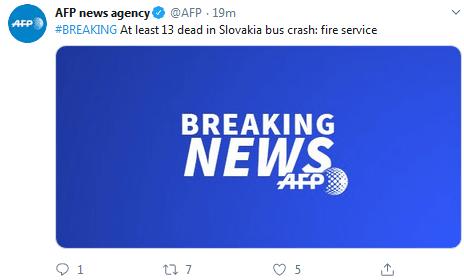 「环球网」快讯！斯洛伐克一公共汽车发生车祸，至少13人死