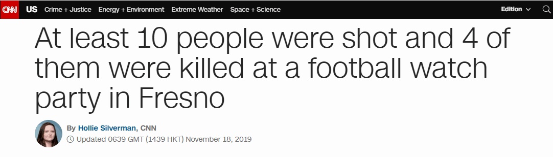 #环球网#美加州一场家庭聚会发生枪击案 造成4死6伤(图)