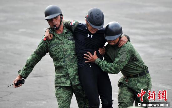 「中青在线」墨西哥阅兵式 骑兵“失足”连人带马栽倒在地